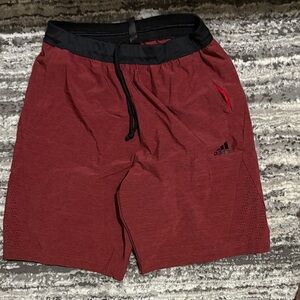 Adidas Men's Maroon and Black Athletic Shorts